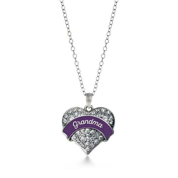 Inspired Silver Purple Grandma Pave Heart Necklace